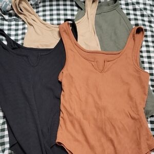 Set Of 6 Bodysuits Earthy Tones